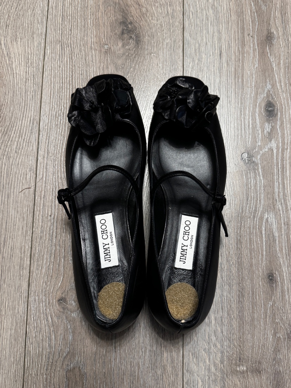 Jimmy Choo Black Rosa Flowers Flat